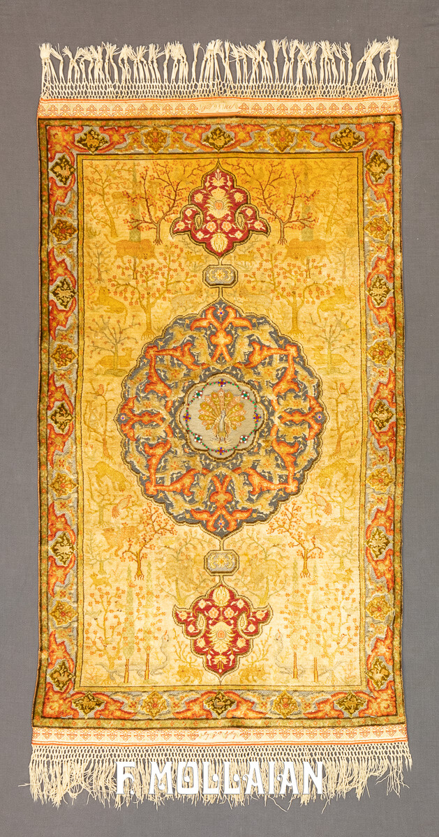 Qum Kapi Rug Extremely Fine Turkish Signed (Silk, Metal and Jewelry)- NOT FOR SALE